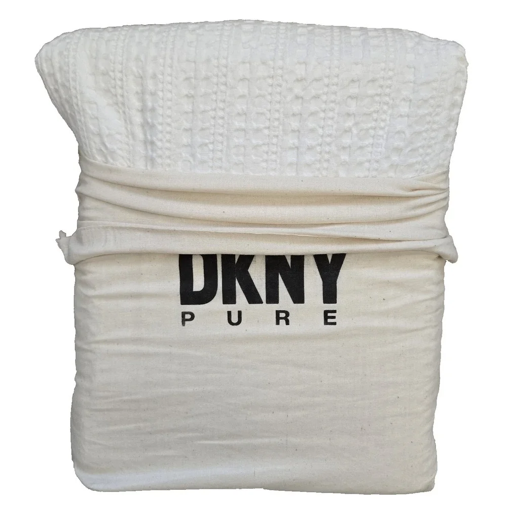 DKNY Pure Donna waffle stripe textured Curtains - White - set of 2 - 50